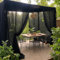 SK Studio Rideau Extérieur, Voilage Extérieurs Imperméables Lumière Filtrer Transparent pour Pergola, Cabanon Jardin, Gazebo, 2 Pièces Noir, 160x305cm