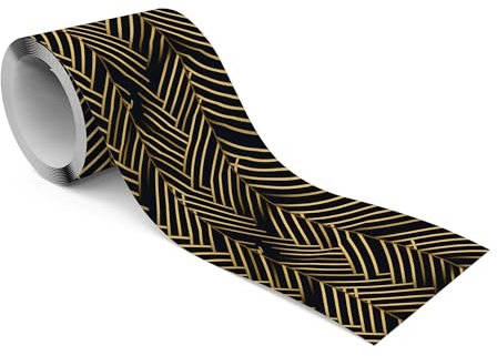 Muralo - Selbstklebende Bordüre - Tapetenbordüre Wandbördure - Dekorative Wandtatto für Wände, Möbel, Decken, Tapeten, Wandverkleidungen, Türen - Goldene Linien - Br.10cm x Hö.300cm