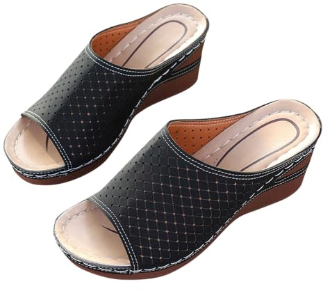 Orthopedic Sandals Women Sale Clearance, Wedge Heel Walking Sandals with Arch Support Slip On Fish Mouth Shoes Open Toe Beach Sandals Sports Summer Sandals for Hiking, Outdoors & Trekking Size 3-8