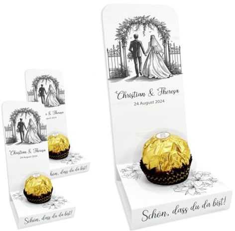 Fotofol Personalisierte Gastgeschenke Hochzeit 20er Set – Aufsteller mit Wunschtext, Namen & Datum – elegante Deko für Jubiläum, Taufe & Feier – (Motiv Love)