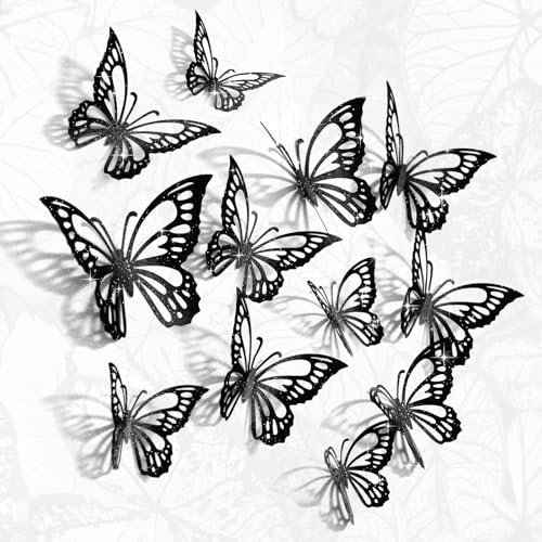 Schmetterling Wandaufkleber 3D, CAYUDEN 24pcs DIY Schmetterling Kombination Wanddekoration Schmetterlingsaufkleber Wandaufkleber Dekoration Aufkleber für Decke Party Hochzeitstorte Raumdekoration