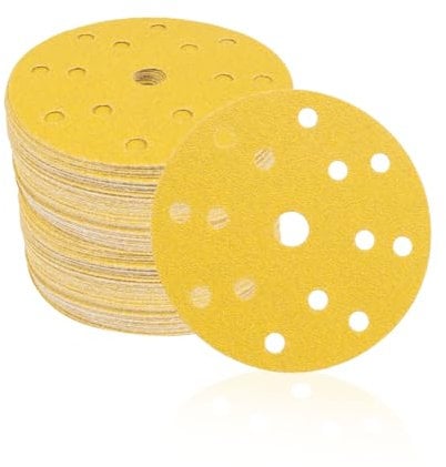autozen 150mm Sanding Discs, 50pcs 240 grit Sandpaper for Electric Sander Orbital Sander and All Oscillating Tools Sanding Pad with 15 holes