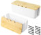 2 Stück Kabelbox, Kabelmanagement Box, Kabel Organizer Box Mit Holzdeckel, Cable Management Box, Kabelorganisator box zum Verstecken und Ordnen von Kabeln, Cable Organizer Box Groß und Mittlere (Weiß)