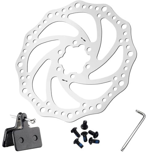 Edelstahl Scheibenbremse Fahrrad für Shimano Bremsscheibe SM-RT54 160MM 6 Loch, Center Lock, 1x Fahrrad Bremsscheibe+ 1x Bremsbeläge für Shimano B01S+ 1x 6-Punkt-Werkzeug für Fahrrad Bremsscheibe