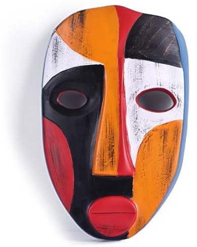 orenm Afrika Maske Wanddeko, Afrikanische Wandmaske aus Kunstharz, Moderne Wandskulptur Ethno Wandkunst, Wand Dekoration für Wohnzimmer Schlafzimmer Büro Flur (A)