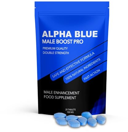 ALPHA BLUE PRO 40 Tablets 100 mg | Fast Effect Natural Herbal Male Supplement for Stronger | Energy & Stamina Support | Boost Performance & Vitality | Fast Acting Blue Pills for Men | Made in UK