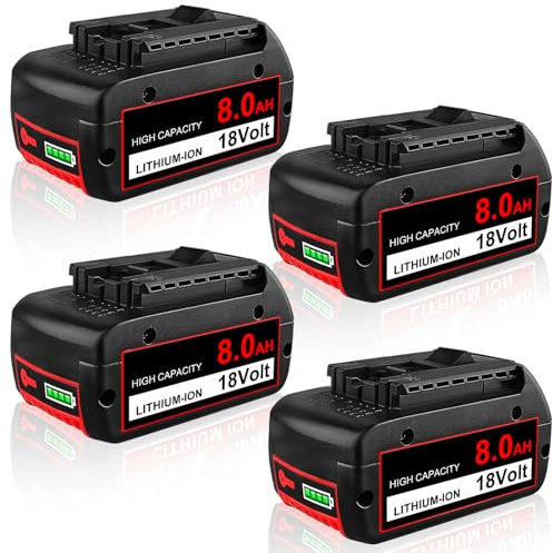 8.0Ah/8000mAh GBA Li-Ion Ersatzakku für Bosch Akku 18V, Kompatibel mit Bosch Akku BAT618 BAT618G BAT609 BAT609G BAT619 BAT619G BAT610G BAT610 BAT618 BAT612 BAT622 Werkzeugen (4PCS_18V)