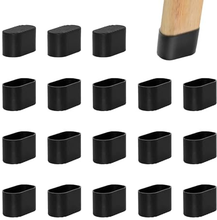 THETAG 18 Stück Stuhlbeinkappen Oval, Stuhlbeinkappe aus Kunststoff 60x30mm Schutzkappen Für Stuhlbeine Stuhlbeinschoner für Ovale Stuhlbeine