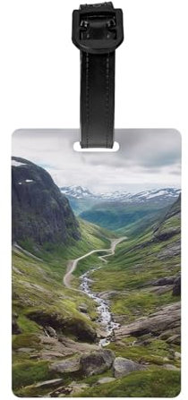 Norway Terrain Gepäckanhänger mit abnehmbarem Gurt (8,5 x 5,4 cm) – Taschenkennzeichnung für Koffer, Rucksack, Golf und Babytaschen
