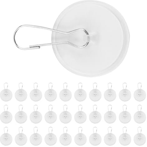 30 Pièces Crochet Plafond Sans Percer, Crochets Adhésifs de Plafond Transparent, Crochet Ventouse, Idéal pour Décorations de Maison, Salle de Bain et Chambre à Coucher avec Clips Inclus