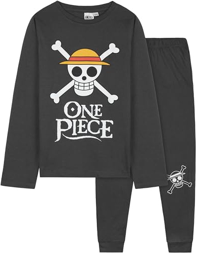 One Piece Pyjama Garçon Long, Ensemble Enfant et Ado 2 Pièces, Anime Vêtement de Nuit, Idée Cadeau Manga pour Fans de Luffy