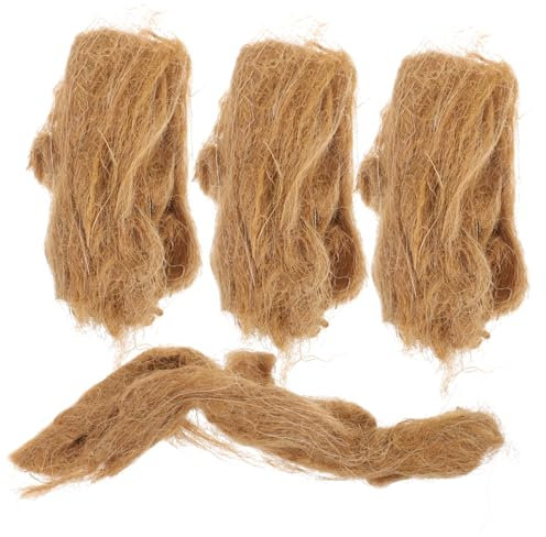 4 Stück Jutefaser Feuerstarter für Camping, natürliches Flammenwerkzeug für Überleben im Freien und Grillen, wetterbeständiges Feuerbeleuchtungszubehör für Lagerfeuer und Notsituationen