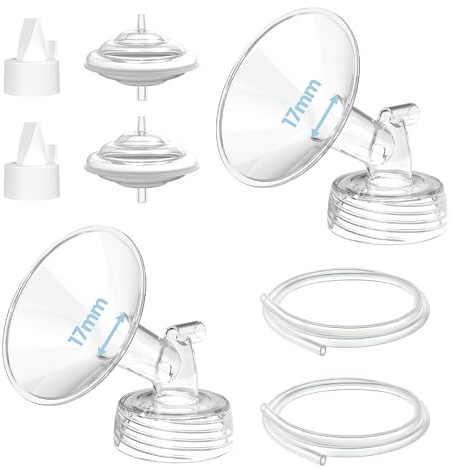 Breast Pump Parts Compatible with Spectra S1/S2/9 Plus, Not Original Accessories, Spectra Flanges 17mm, Duckbill Valves, Backflow Protectors (Duckbills Included) &Tubings