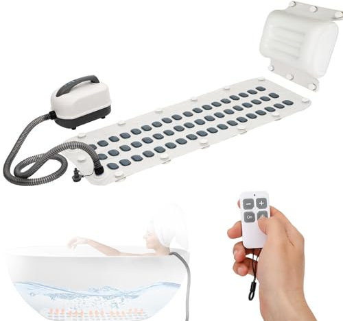 YLANMEI Home Surfing Massage-Badematte - 6-Gang-Einstellung, rutschfeste Badematte mit aufblasbarem Kissen und Fernbedienung, Körper-Sprudelbad-Maschine, Ganzkörper-Massage-Hydrotherapie-Maschine