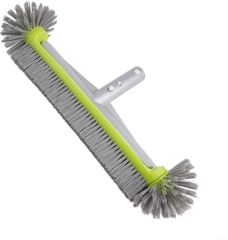 Spazzola per piscina con setole forti con retro in alluminio, compatibile con piscine interrate e fuori terra, strumento efficace per la pulizia delle pareti della piscina