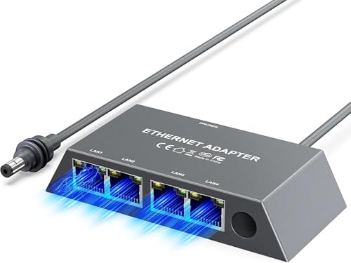 Adattatore Ethernet per Starlink Gen3 e Mini, hub LAN Gigabit RJ45 a 4 porte, plug-and-play, con cavo da 0,5 m, alloggiamento in alluminio, connessione internet cablata ad alta velocità per TV, PC