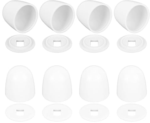8pcs Toilet Bolt Covers, Universal Decorative Toilet Bottom Screw Cover Caps with 8 Gaskets Bathroom Decoration Accessories Parts for Most Standard Bolts (White)