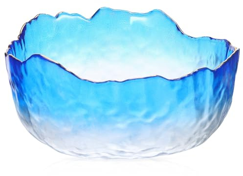 TEHAUX Maniküreschale aus Glas für Nagelkunst und Hände Handwaschschale zum Einweichen für Selbstgemacht Maniküre und Nagelpflege zu Hause Blaue Nagelkunst Einweichschale