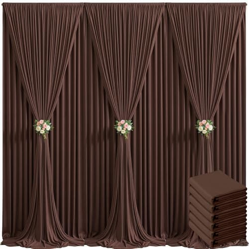 30ft x 10ft Brown Backdrop Curtain for Parties Wedding Brown Wrinkle Free Backdrop Drapes Panels for Baby Shower Gender Reveal Birthday Photo Photography Polyester Fabric Background Decoration
