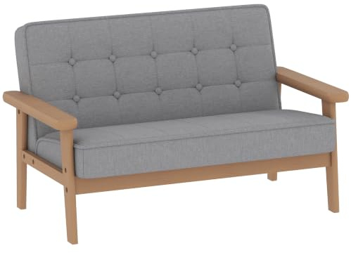 AIYAPLAY Kindersessel mit Samtoptik für 3-15 Jahre 77 x 42 x 48 cm Grau | Kindersofa, mit Massiven Holzfüßen, Sessel aus Schaumstoff, Kinderstuhl, Kinderzimmer, Spielzimmer