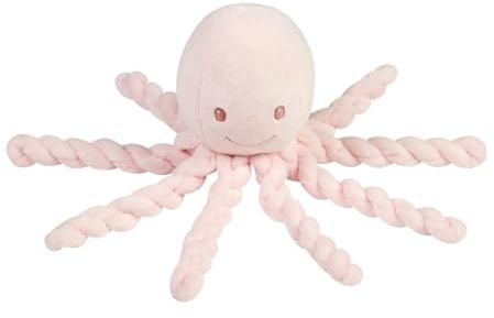 Nattou Lapidou Oktopus Plüschtier für Neugeborene - Kuscheltier Oktopus - 22 cm - Rosa