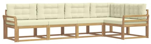 vidaXL Outdoor-Sofagarnitur mit Kissen 4 pcs Weiß und Creme Polyester, Moderne Terrasse, langlebige Outdoor-Möbel, wetterfeste Lounge, gemütliches Sofa, vielseitige Pool-Couch
