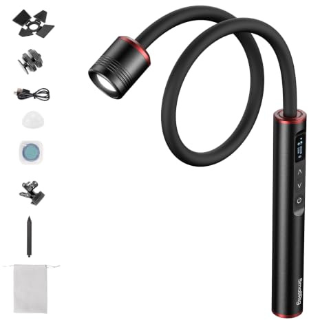 SMALLRIG RM 01B Macro Photography LED Light Adjustable Beam Angle | Bendy Light for Fungi Photography with OLED Screen, Filters, Adapter, Clamp, Diffuser, Barn door, Stake, IP54 - 6225