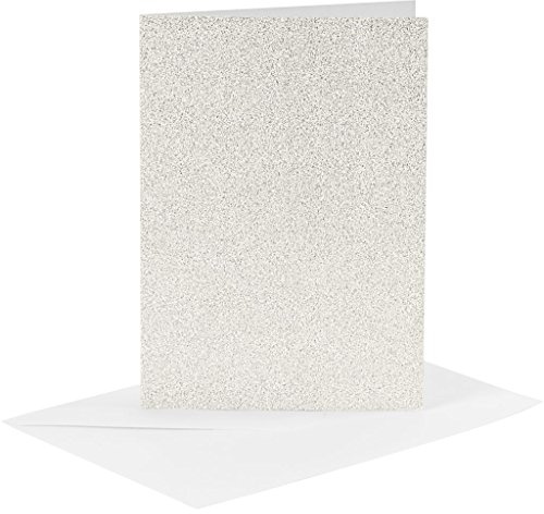 23028 Cards and Env 10.5x15cm 4pk white glitter
