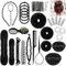 28-teiliges Haar-Styling-Zubehör Mode-Set, elastisch, Zange, Haarwurst, Rolle, magische Lockenwickler Haarknoten Clips Zopfmuster Zopf Set ivencase
