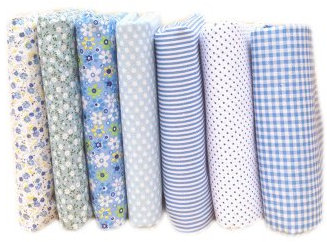 Yalulu 7 Stück 50x50cm Patchwork Baumwollstoff vorgestanzten Baumwolle quilt stoff viertel DIY Stoffreste Paket Stoffpakete (Blau)