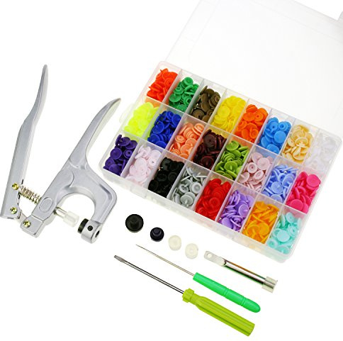Keesin Lot de 360 boutons pression en plastique avec pince de fixation, pour couture et loisirs créatifs