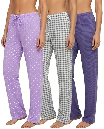 3 Pack Women's Pajama Pants Soft Lounge PJ Bottoms Comfy Sleepwear Pijamas