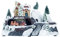 URBNLIVING Mehrfarbige LED-Weihnachtsdorf-Szene mit beweglichem Zug und leuchtendem Fluss