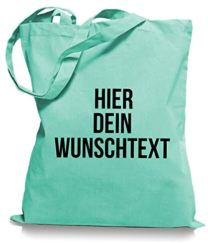 Ma2ca Stoffbeutel Jutebeutel mit Wunschtext/Selber gestalten mit dem Amazon T-Shirt Designer/Beutel Druck/Designertool Tragetasche/Bag/Jutebeutel WM1-mint
