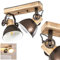 Plafoniera Orny, 2 luce, con faretti orientabili, lampada da soffitto in metallo/legno in nero/marrone, 2 x attacco E27, faretto dal design retro/vintage, senza lampadina/e