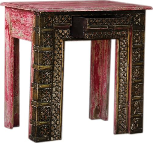 Orientalischer Beistelltisch mit Messing Dekoration, rund, Modell 2