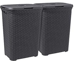 Curver Style Wäschekorb mit Deckel - 60L - 2 Stück - anthrazit