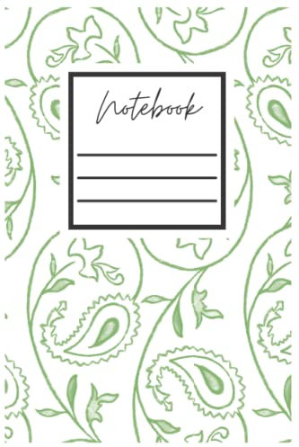 Notebook: white and green design blank lined notebook