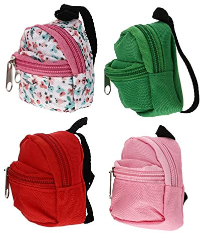 Zerodeko 4PCS Miniature Dollhouse- Rucksack Mini- Puppen- Rucksäcke Entzückende Reißverschluss- Rucksäcke Baby DIY Miniatur- Puppenhauszubehör