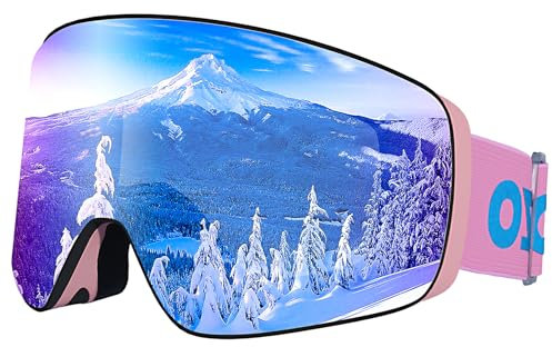 Dizokizo Skibrille Magnetische austauschbare zylindrische Linse Schneebrille für Männer Frauen Anti-Fog UV-Schutz Professionelle Skibrille für Snowboarding Skifahren SNOW-6103