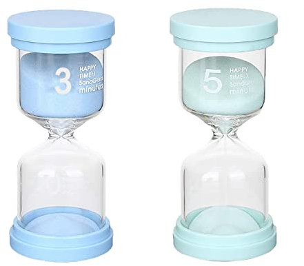Sanduhren Set, 3 Minuten und 5 Minuten, Sanduhren Set für Kinder, Glas Timer, Kinderuhr, dekorative Sanduhr, Timer können in Küchen, Klassenzimmern, Zuhause, Büros Zeitmanagement 2 Stück