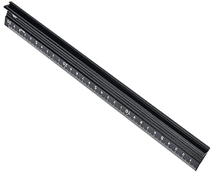 YYHONGMAI 300 mm aluminiumlinjal med upphöjd grepp, halkfri skärlinjal, mätverktyg för mätning av läder (L-typ 30 cm)