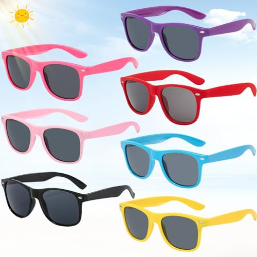 SoundZero 7 Stück Bunte sonnenbrillen, Neon Sonnenbrille Set, Coole Retro Lustige Brillen Party für Herren Damen, Sonnenbrille Party Brille Set Für Karneval/fasching, festival sonnenbrille (7 Farben)