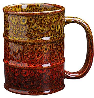 Yellow and Red 20 oz Ceramic Coffee Mugs - Large, Dishwasher and Microwave Safe for Office and Home