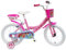albri, Biciletta 16 pollici con portababole, cestino, stabilizzatori laterali di Disney Principesse Unisex bambini, rosa, piccola
