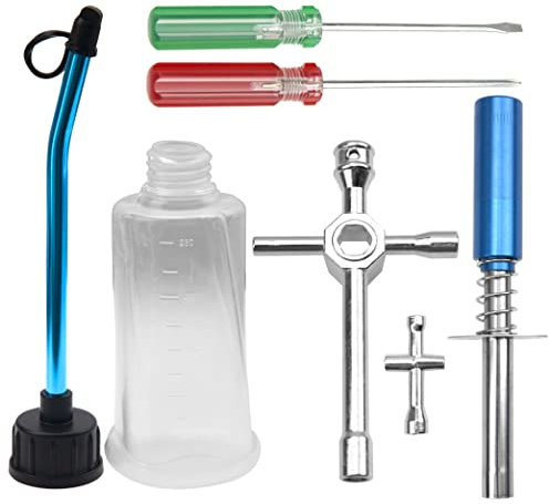 Vgoohobby Cross Wrenches Sleeve Glow Plug Ignitor Engine Starter Tool Set RC Fuel Tank,0#+ 1#- Slot Screwdriver Compatible with 1/8 1/10 Traxxas Redcat HSP HPI Nitro RC Car