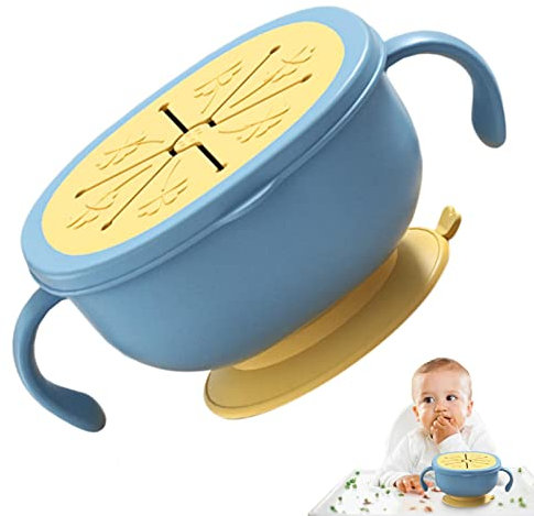 Ventouses pour bébés | Gamelle avec poignée, couvercle et poignée – Récipient alimentaire pour enfants avec paille, bol à collation multifonction sans BPA