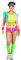 WILBERS & WILBERS 4931 - Aerobic-Fitness-Outfit für Damen, dreiteilig, Neonfarben, Kostüm Karneval, 36
