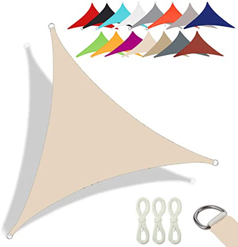 CANYUE qualità Tessuto Oxford - Tenda A Vela Triangolare - Vela Ombreggiante Parasole Traspirante E Protezione Solare Raggi UV per Esterno Giardino Terrazza (2X2X2 m,Bianco Sporco)
