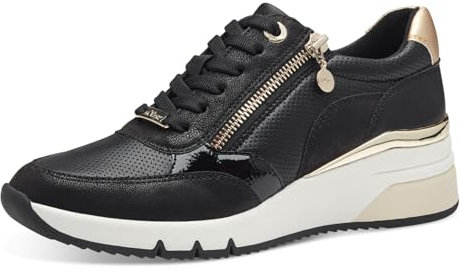 s.Oliver Damen Wedge Sneaker zum Schnüren mit Reißverschluss, Schwarz (Black), 40
